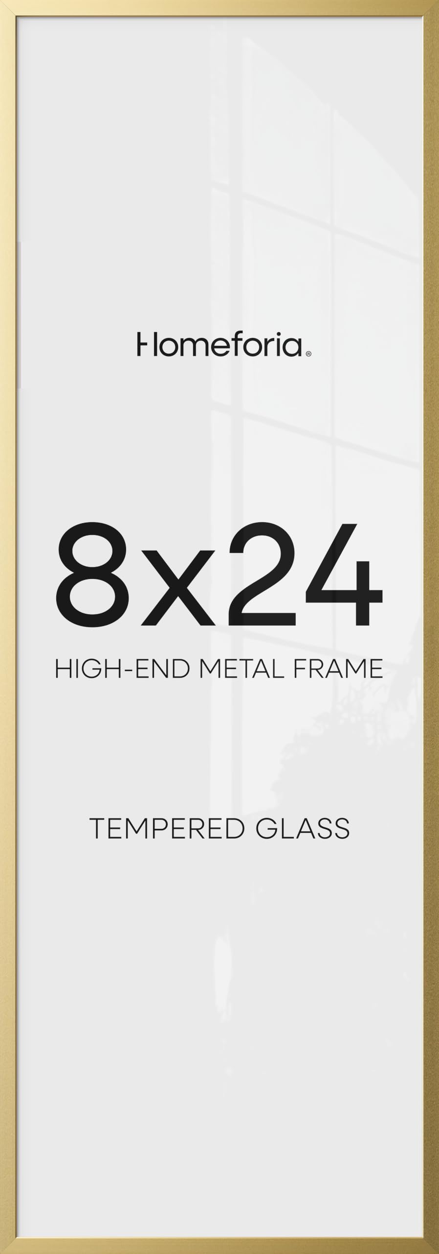 Homeforia 8x24 Gold Panoramic Picture Frame, High-End Metal, Glass