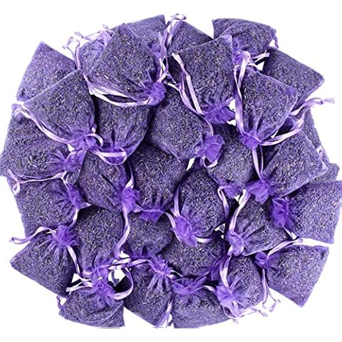 LEIKAIHUA 100% Natural Fragrant Lavender Filled Bags Drawers, Wardrobes, Shoes, Travel, Sleep, Cars, (25pcs) Cover