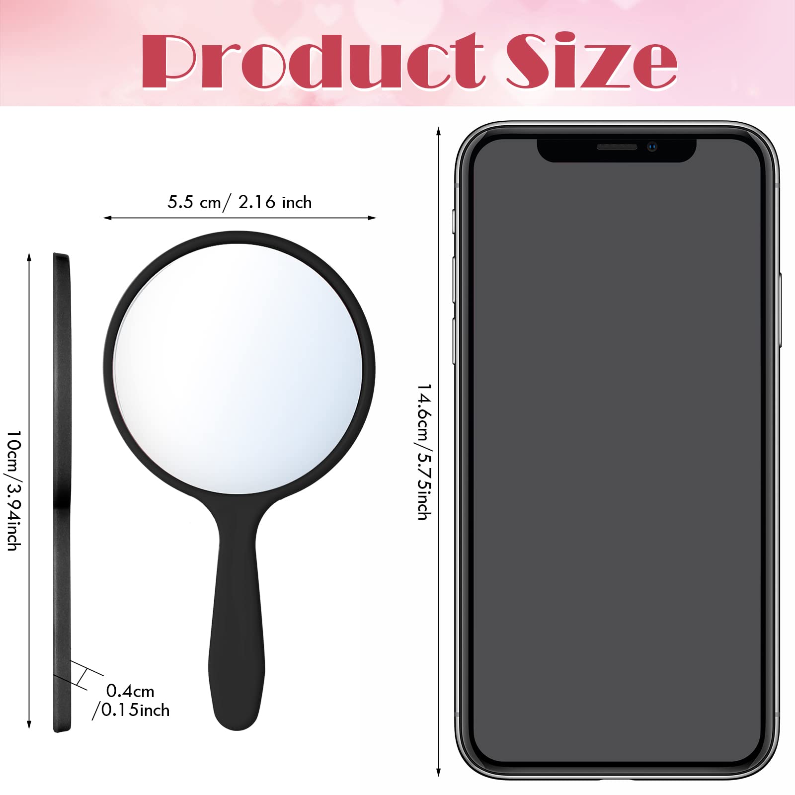 Jetec 25 Pcs Handheld Mirror with Handle, 3.94" L x 2.17" W, Small Portable Round Mirror Bulk for Kids Travel Makeup Classroom Camping Daily DIY Crafts (Black, White)