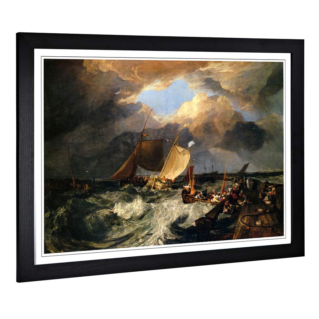Big Box Art Framed Print of J.M.W (Joseph Mallord William Turner) Calais Pier Design | Wall Art Picture| Home Decor for Living Room, Bedroom, Office, Black, A2 / 24.5x18 Inch / 62x45cm