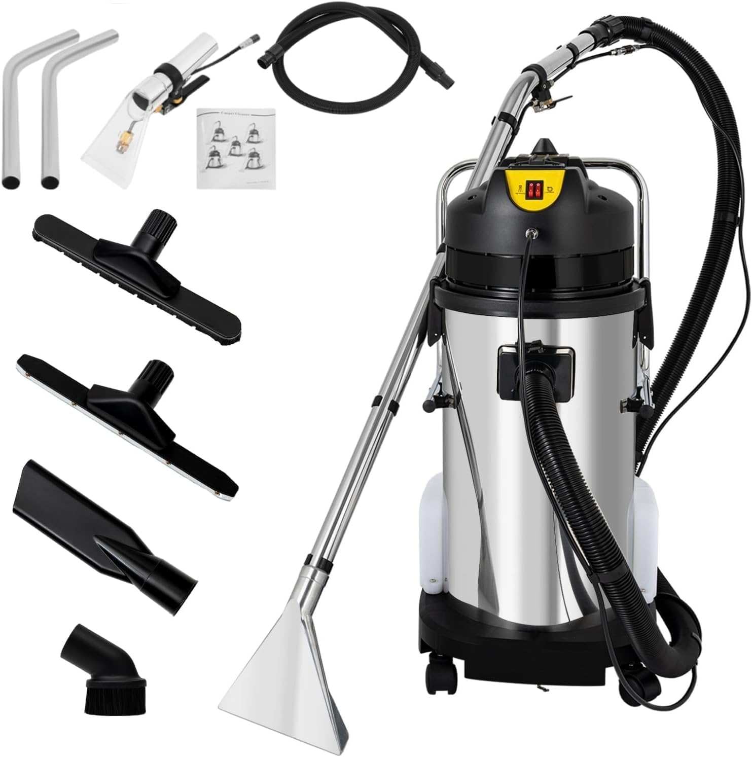 40L/11Gal Commercial Carpet Cleaner, 3-in-1 Professional Steam Carpet Cleaner Machine, 1049W Powerful Sofa Curtain Carpet Cleaning Machine with 6 Suction Tools
