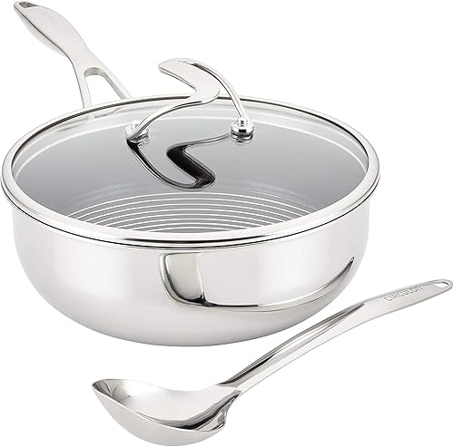 Circulon Juego de sartenes y utensilios de cocina de acero inoxidable con tecnología híbrida SteelShield y antiadherente