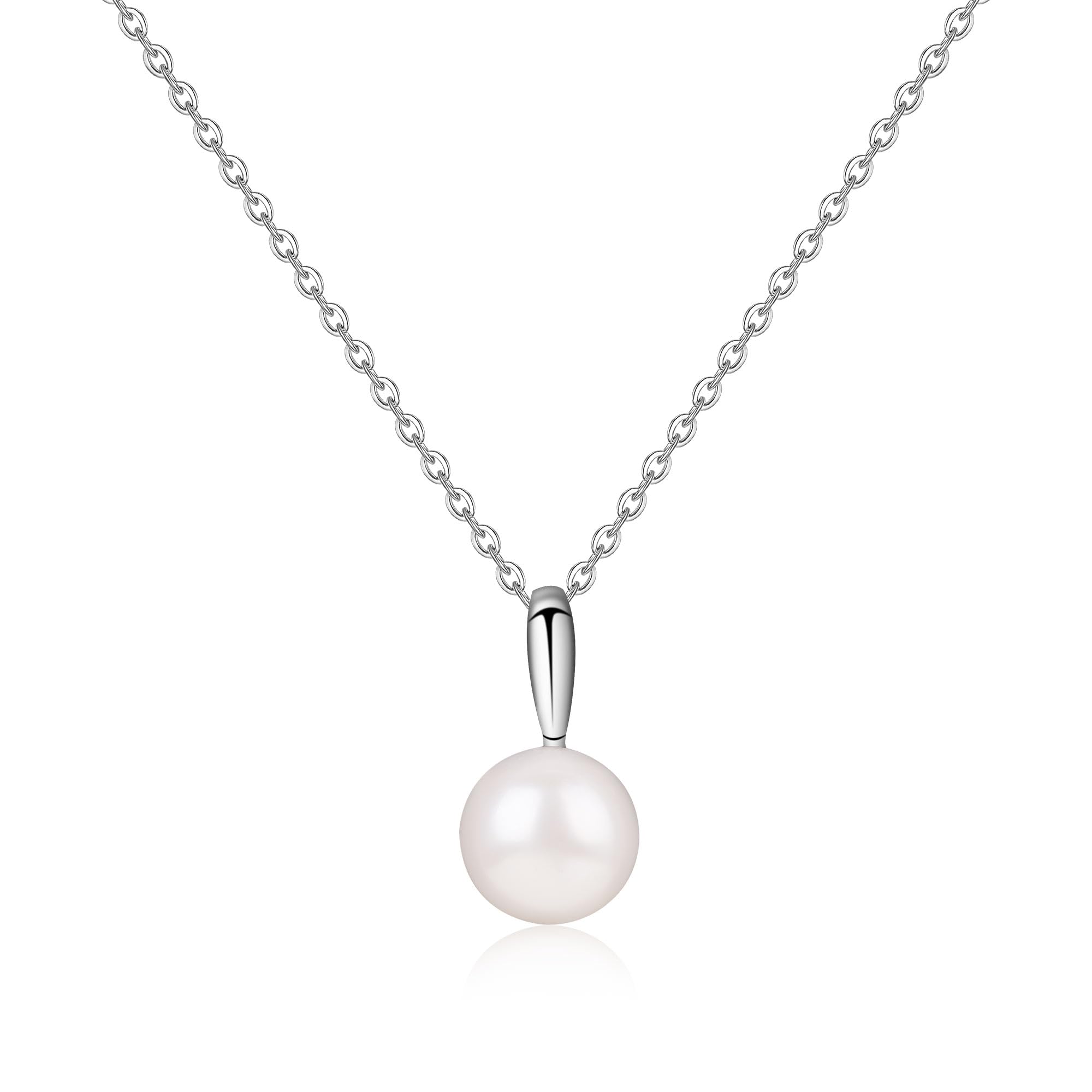 GAVU 925 Sterling Silver Freshwater Pearl Necklace for Women, Handpicked AAA Single Pearl Pendant Necklace