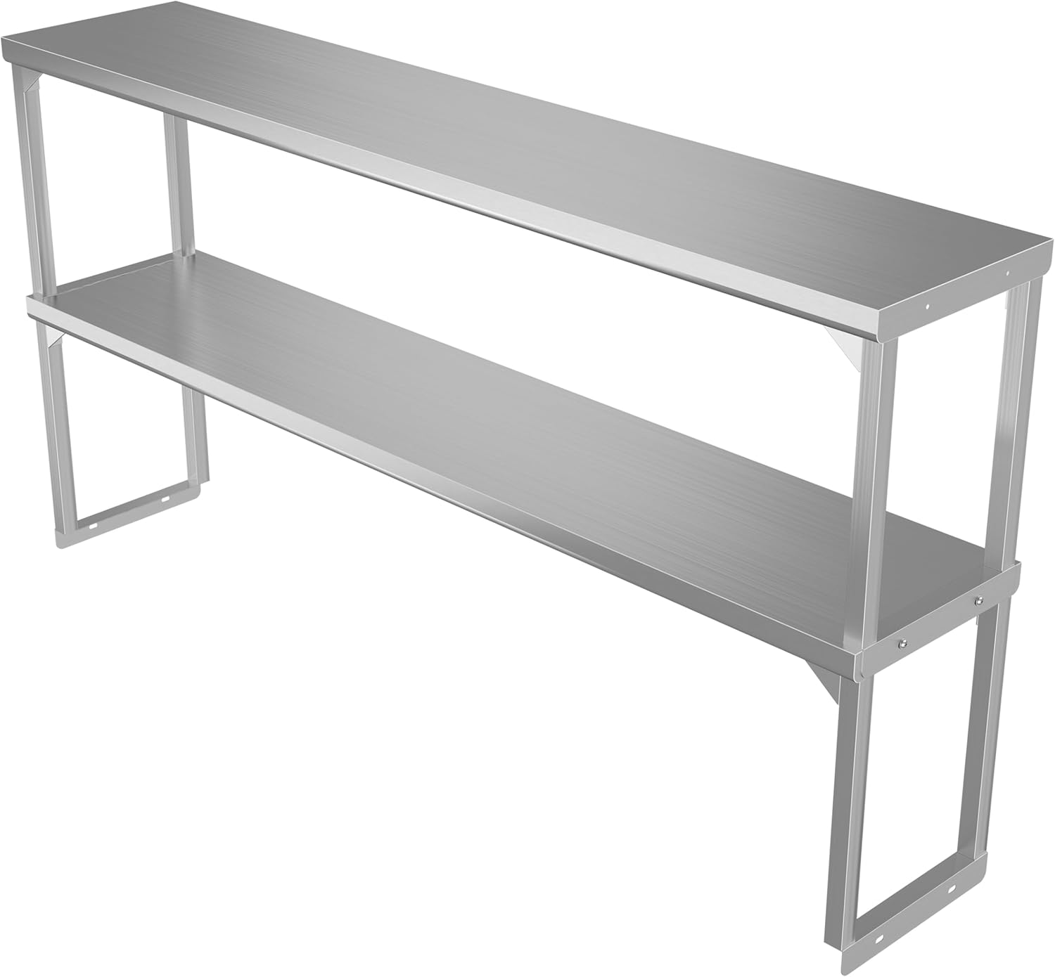 GSW DS-1248 Commercial Stainless Steel Standard Double Tier Over-Shelves for Prep & Work Table, Cold Table, Restaurant Kitchen, 12" x 48" x 30"