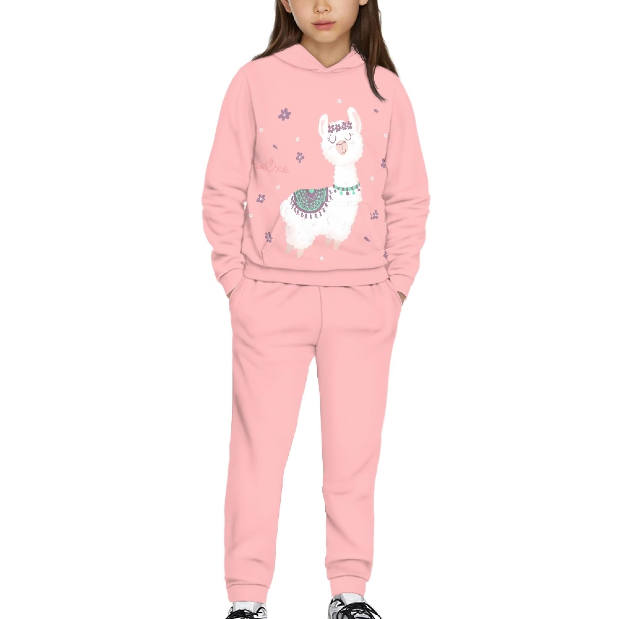 chaqlin Zestaw dresowy dla chłopców i dziewcząt, uroczy pulower z kapturem, dres do joggingu, zestaw 2 szt., dziecięce bluzy z kapturem i spodnie z długim rękawem dla dzieci w wieku 4-12 lat