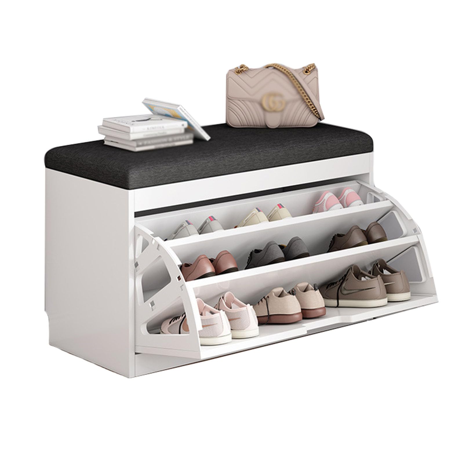 Banc à chaussures avec tiroir rabattable et meuble de rangement d'entrée design