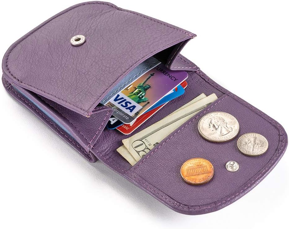 Taxi Wallet® TW03-PURRLE - Soft Leather - Compact, Front Pocket Folding Wallet - For Cards, Coins, Bills, ID (Men & Women)