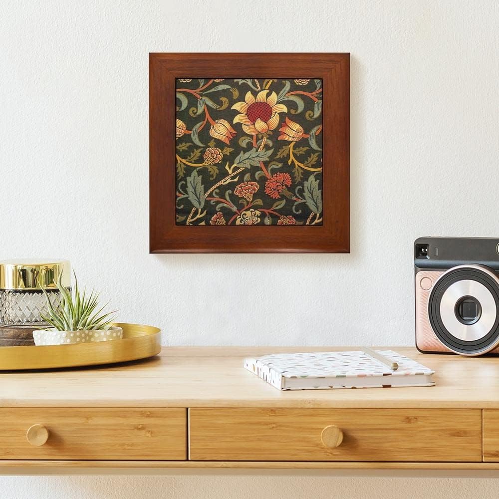 CafePress William Morris Evenlode Framed Tile Framed Tile, Decorative Tile Wall Hanging : Home & Kitchen