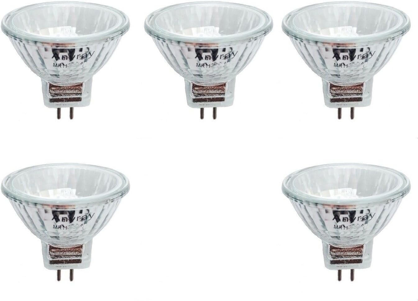 Anyray A1868Y (5-Pack) Clear MR11 12V 10W Reflector Fiber Optic Light Bulb 12-Volt 10-Watt