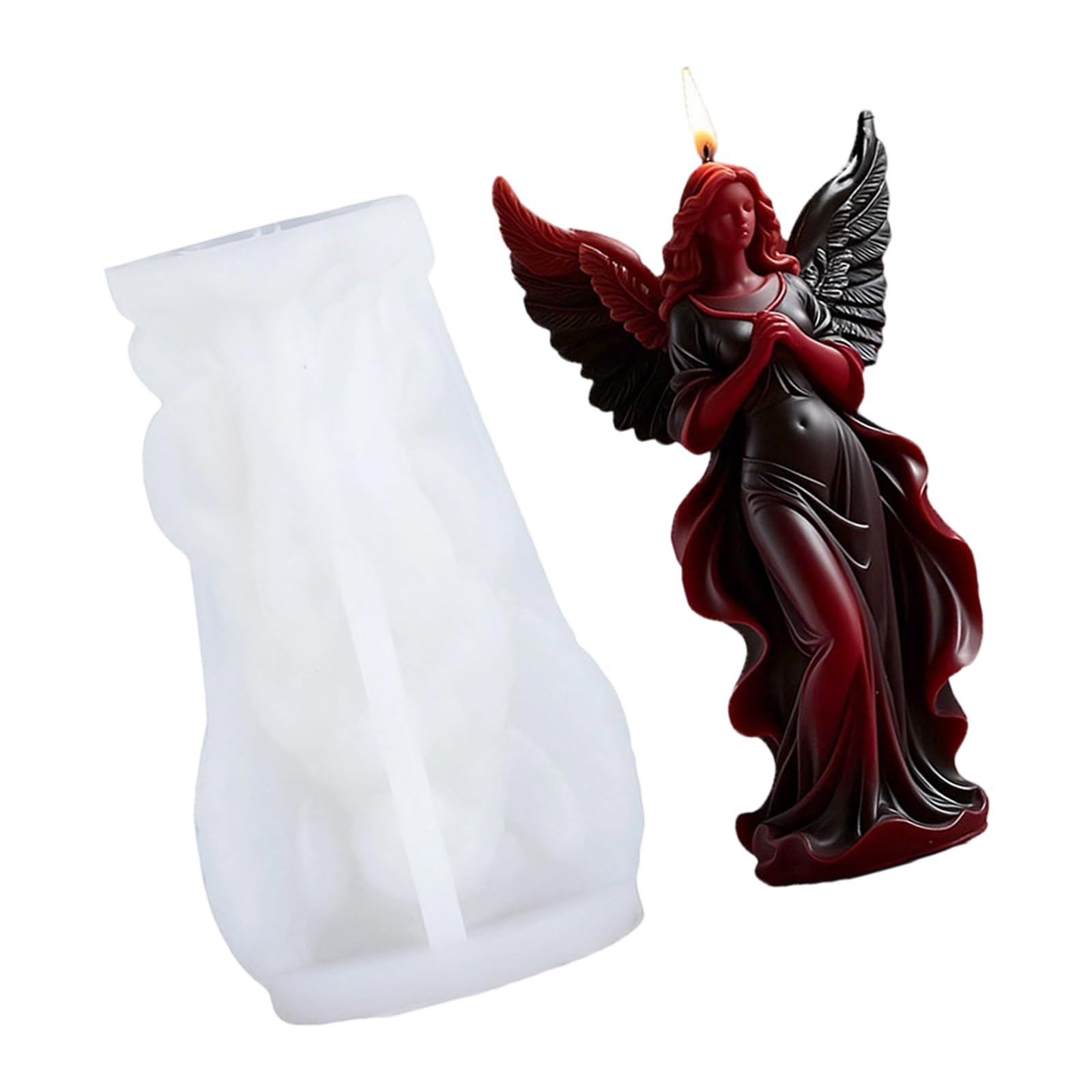 LUCKGONI Silicone Wing Angelic Girl Scented Candle Mold Goddesses Resin Casting Mold for Crafting Easy Releases