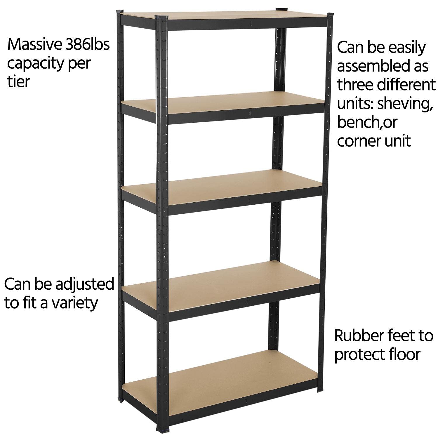 Yaheetech 5Shelf Shelving Unit, Heavy Duty Storage Rack Adjustable