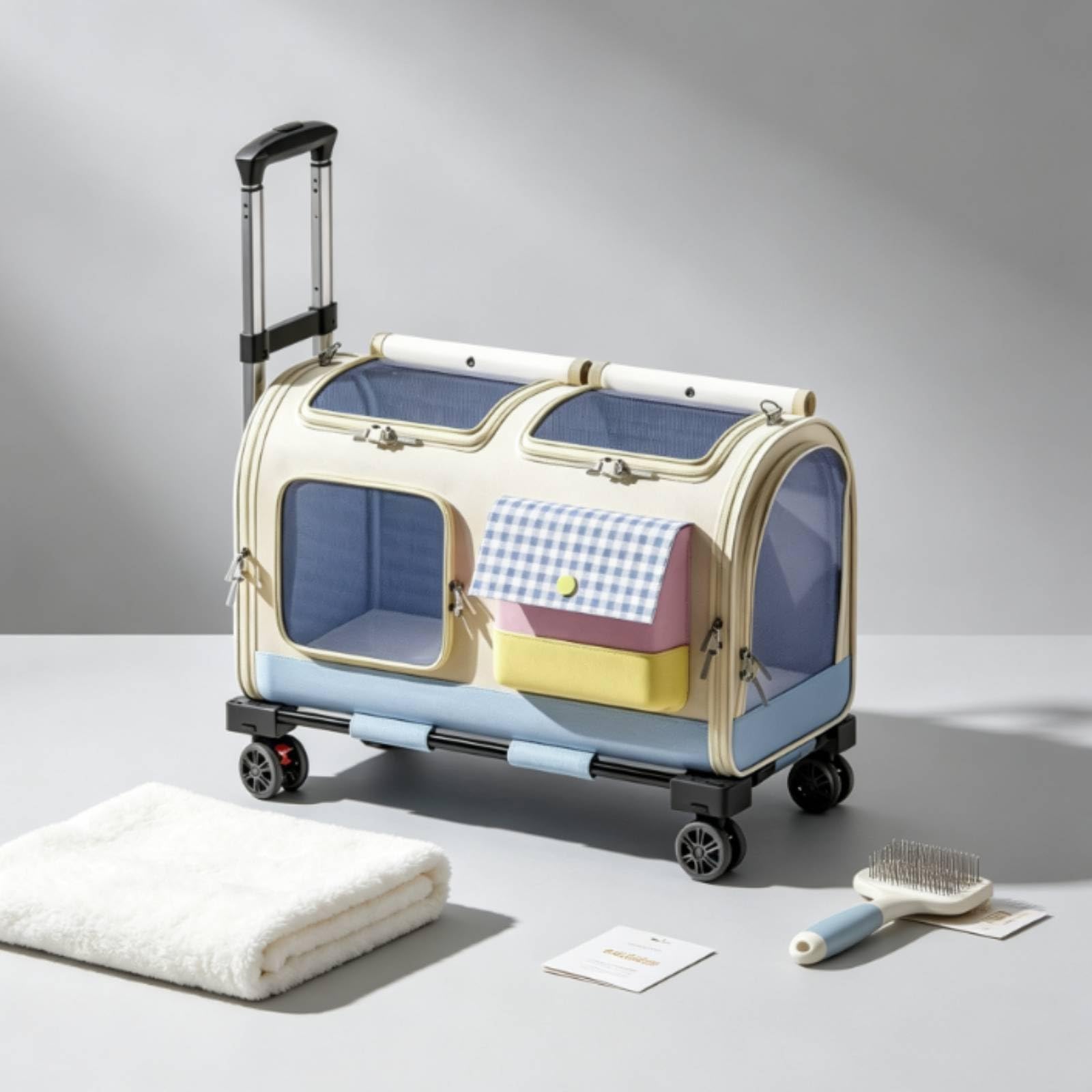 Qianly tín con Ruedas Portátil tín con Asa lescópica Ventilado para s, Traslados