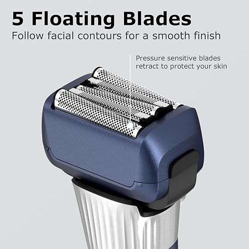 Miniatura 2 de Afeitadora eléctrica de aluminio para hombre con 5 cuchillas, afeitadora eléctrica para hombres, afeitadora inalámbrica en seco y húmedo con