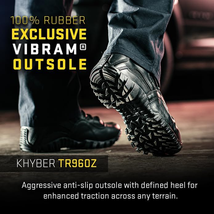 Tactical Research Khyber TR960Z 8" Lightweight Black Tactical Boots for Men with Zipper - Designed for Police, EMS, and Security Personnel with Vibram Ibex Traction Outsole - Image 2