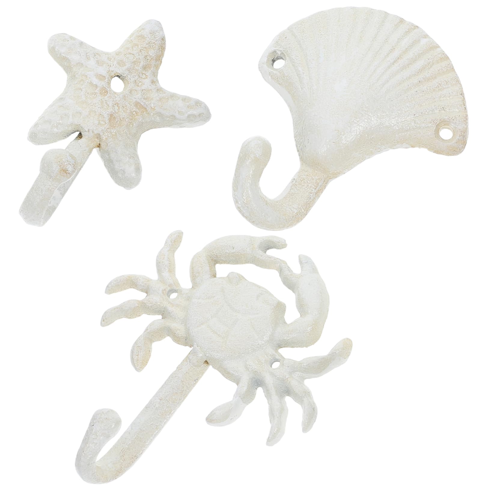 Gadpiparty Ganci in Plastica da Parete Decorativi, 3 Pezzi in Ferro Bianco, Stile Mare e Vintage Design Animali, per Camera e Ufficio