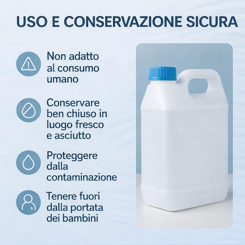 GiDeli Acqua demineralizzata 2 x 5 l acqua distillata per ferro da stiro, batterie, refrigeratore, umidificatore, acquario e laboratorio acqua senza calcare, inodore, trasparente