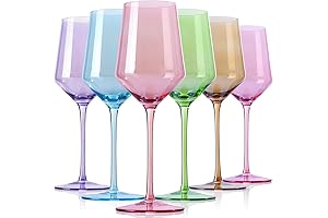 Physkoa Stemmed Colorful Wine Glasses Set