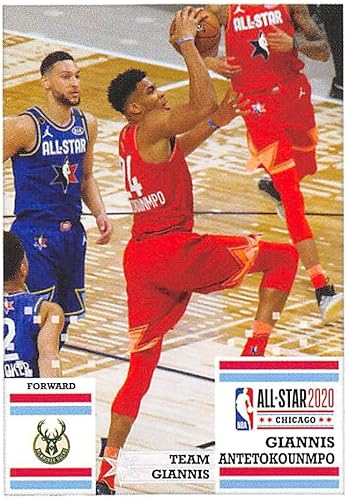 2020-21 Panini Stickers #40 Giannis Antetokounmpo Official NBA Basketball Album Sticker Measuring 2.75 inch tall X 2 inches wide in Raw (NM or