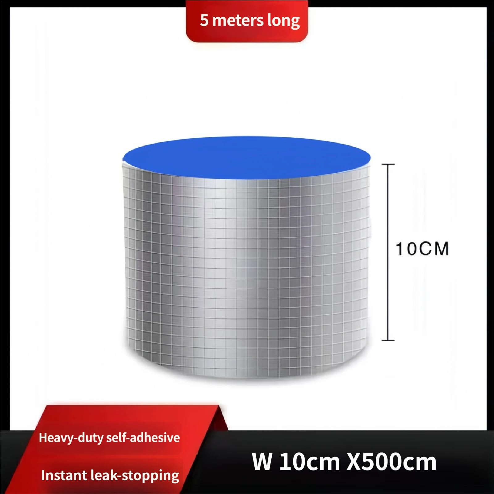 Cinta Butílica Impermeable de Aluminio Autoadhesiva, Parche Antifugas para Techo Metálico y Techo Plano, Resistente UV y Todas las Temperaturas