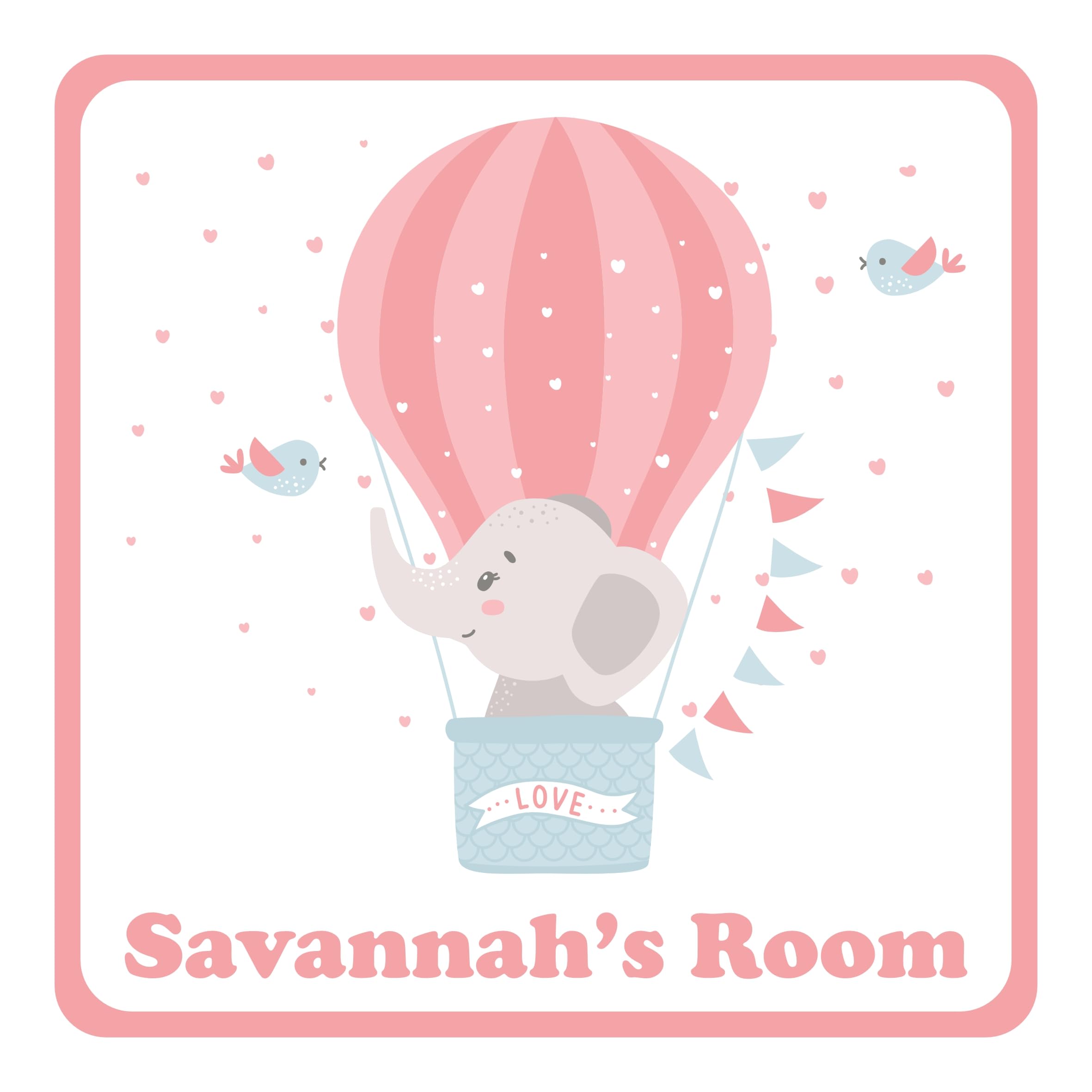 Precision Designs Girls Multicolour Elephant In A Hot Air Balloon Kids Bedroom Door Sign Personalised For You - Any Name! Door Plaque,/Boys,Nursery,Decor,Kids Room,Animals