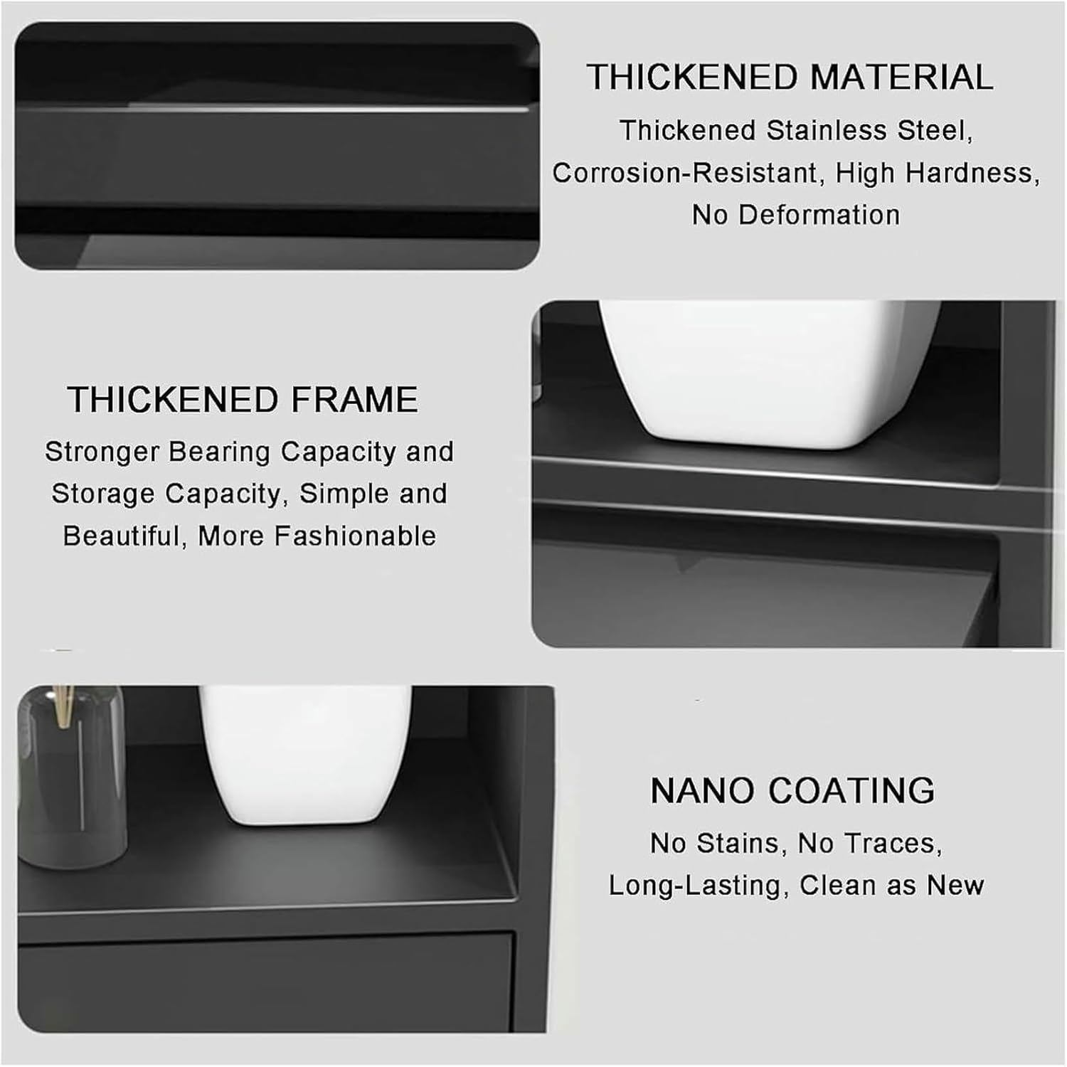 Stainless Steel Bathroom Wall Niche Recessed Niche Toilet Paper Storage Holder Trash Can Toiletries Built-in Alcove for Kitchen Living Room