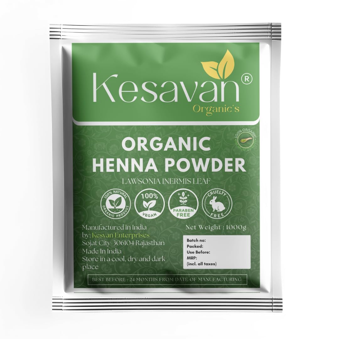 Kesavan 100% Pure & Organic Henna Powder for Hair Coloring | Rajasthani Henna (1000g)-image-39