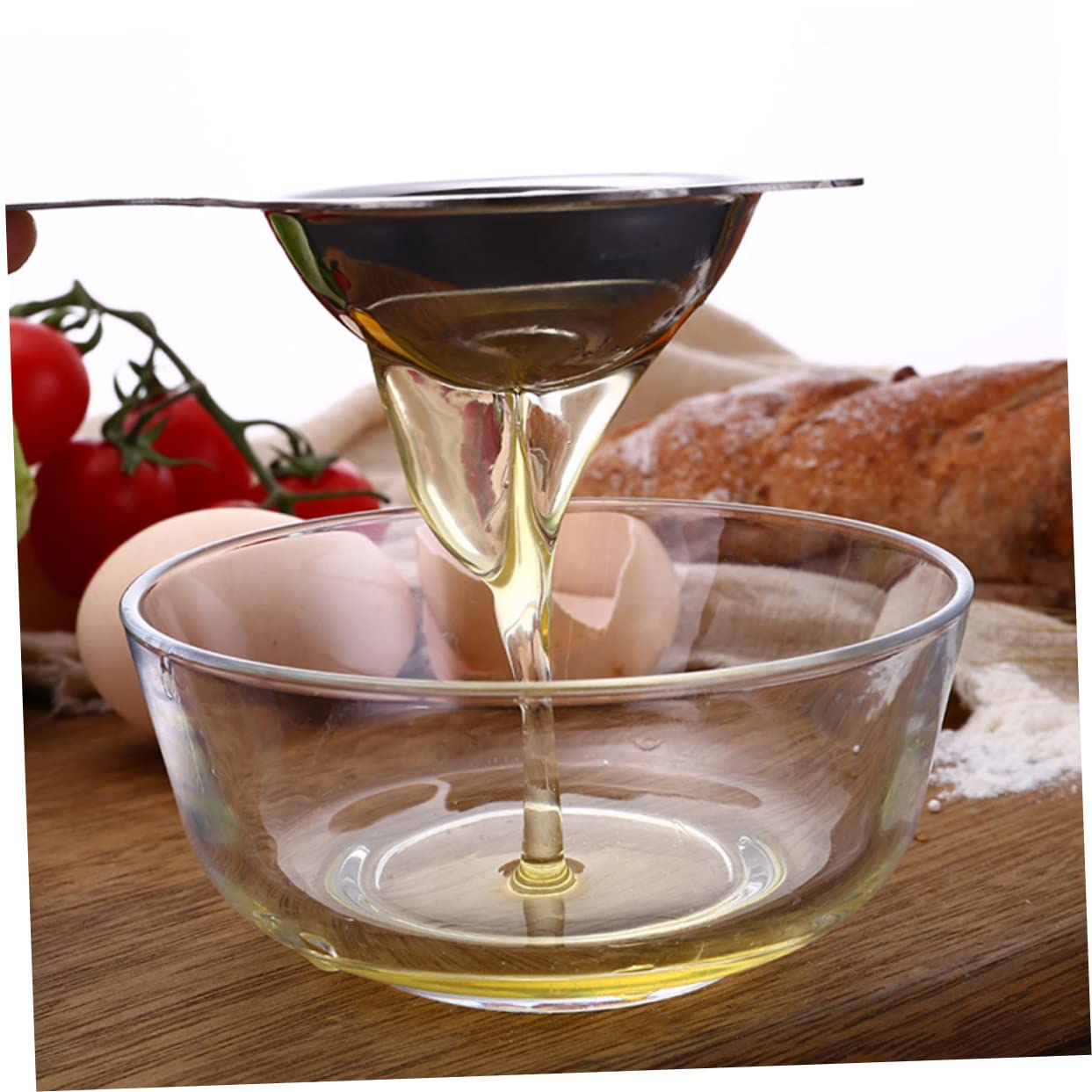 Amosfun 2sets Stainless Steel Egg Separator Yolk Filter Sieve for Cooking and Baking Non Sticky Kitchen Tool for Chefs and Home Cooks Easy to Clean and Use 2pcs*2