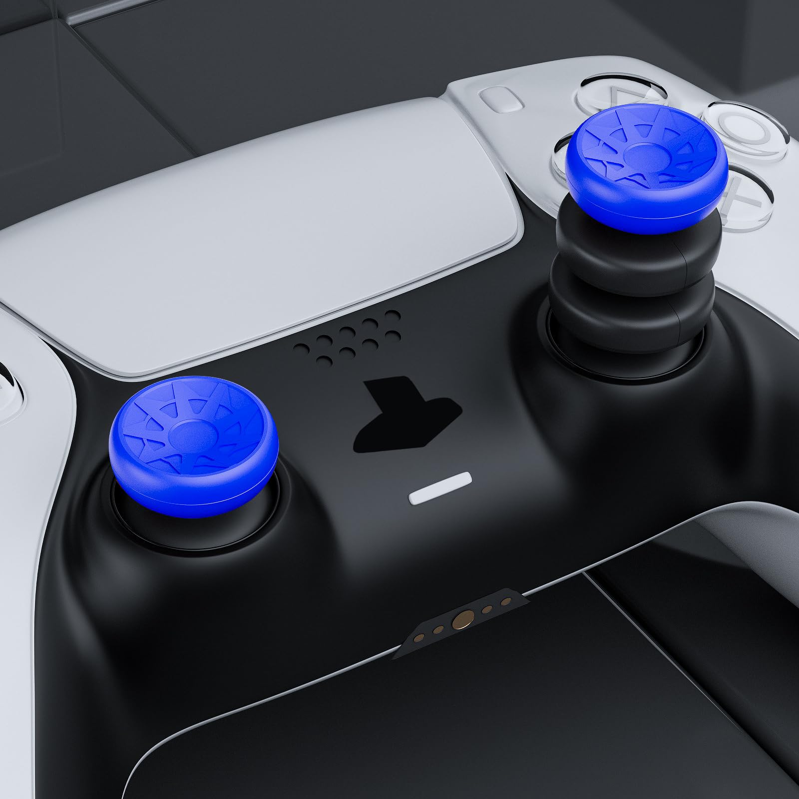 Lot de 2 rallonges de joystick et coque en silicone pour manette de PS5 et PS4 (bleu foncé)