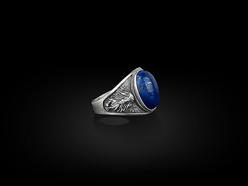Miniatura 7 de BySilverStone Jewelry Anillo de plata de león con alas para hombre, anillo de hombre de plata con sello de ónix ovalado, anillo de hombre de león