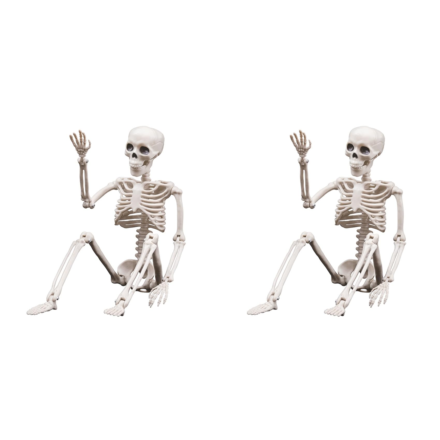 Vjsujehgy 2X Halloween Skeletons Decorations, Posable Plastic Skeleton, Full Body Skeleton with Movable Joints