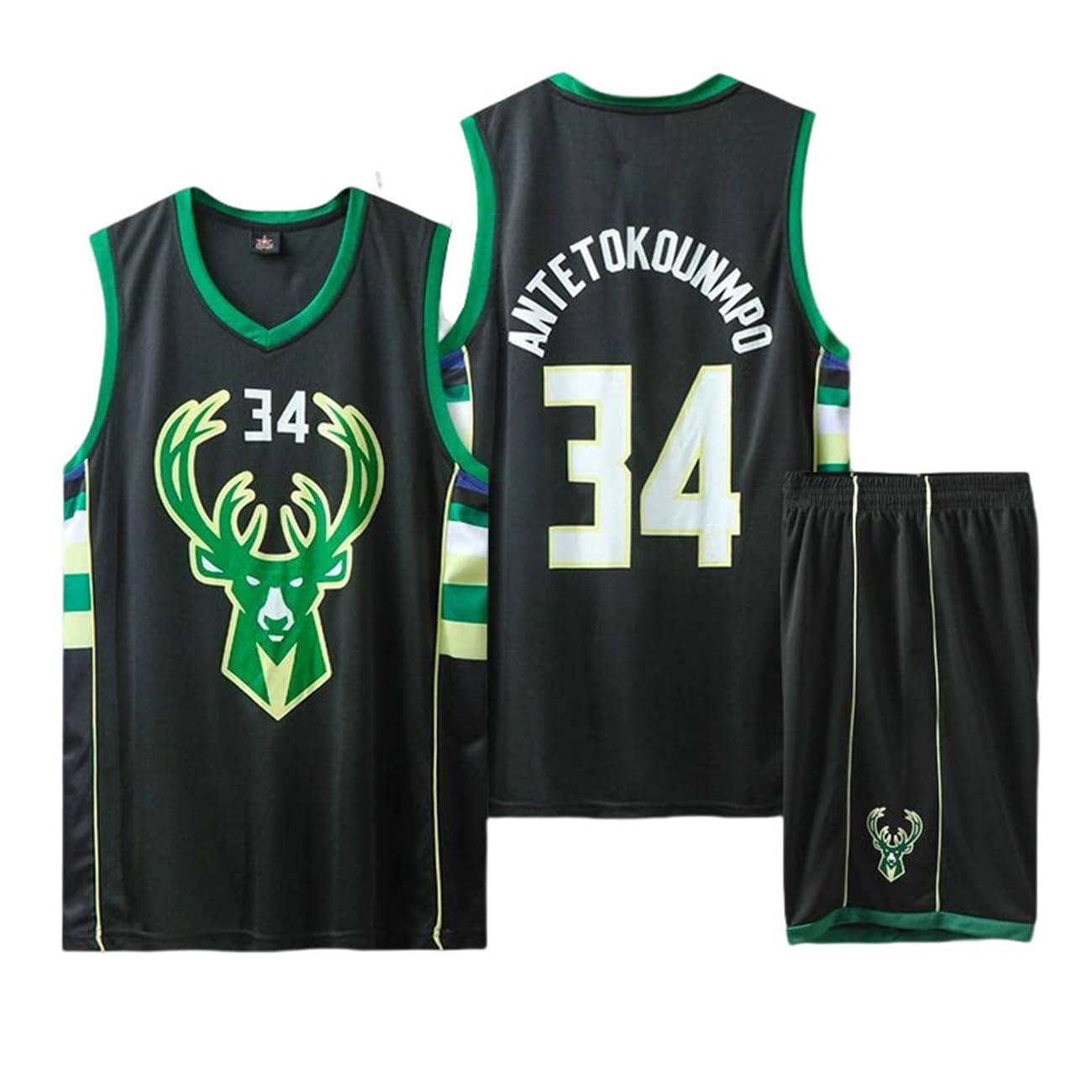 34#Kit de Maillot de Basket-Ball Enfants Fans Jersey Garçons Sportswear Gilet de Basket-Ball sans Manches Hauts et Shorts Sports Set Survêtement d'été Cadeaux pour garçons Grils