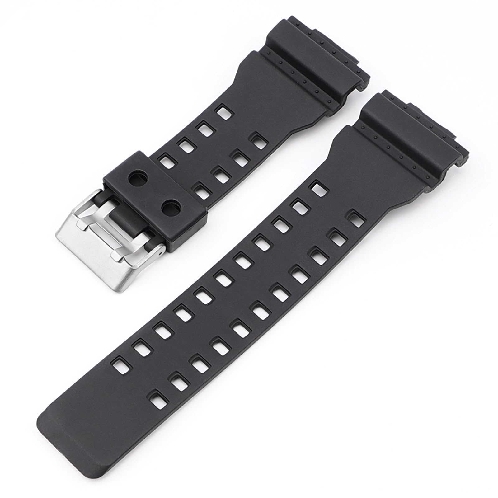 Hooxue 16mm Rubber Watch Band Stainless Steel Buckle Replacement Casio Mens G-Shock GD-100/GD-110/GD120/GA-100/GA-110/GW-8900