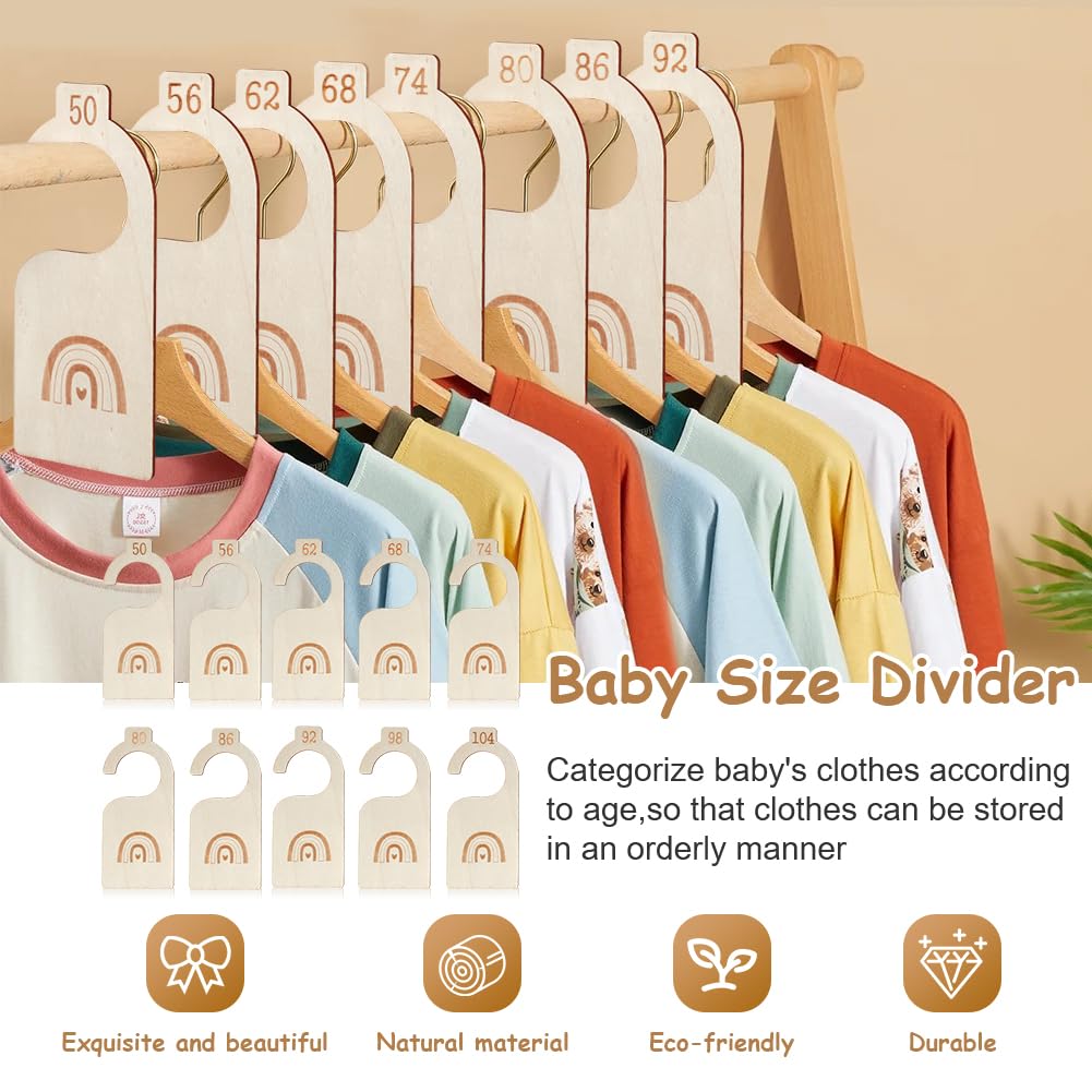 HAGOT 10 Pcs Baby Wardrobe Dividers, Cartoon Baby Wardrobe Dividers, Wood Safe Wardrobe Separators - Image 4