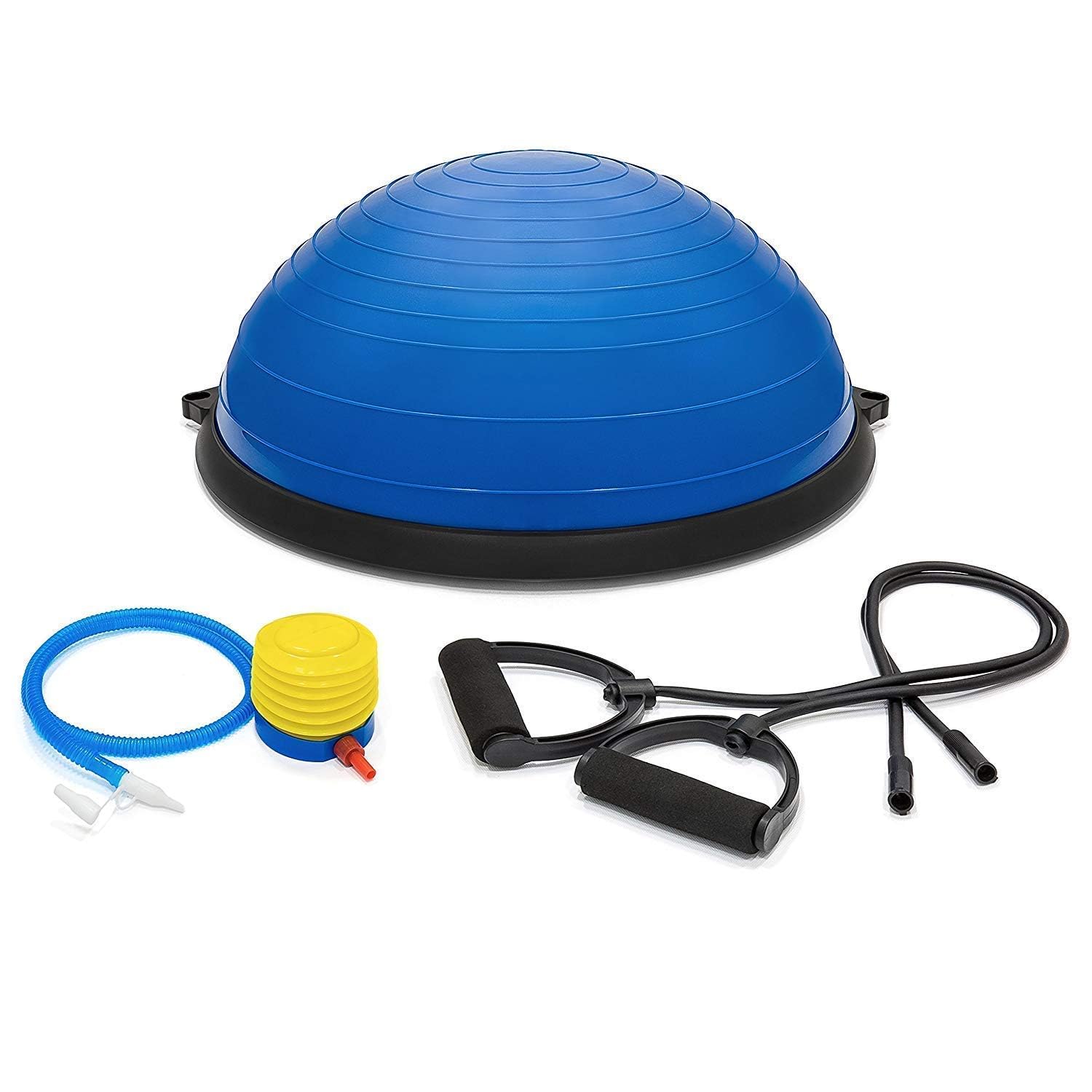 Half Balance Ball for Exercise with 2 Resistance Bands & Foot Pump | Workout Exercise Ball Sport Fitness Bosu Ball for Home Gym Workouts (B0D3HVSVVQ) Amazon Price History, Amazon Price Tracker