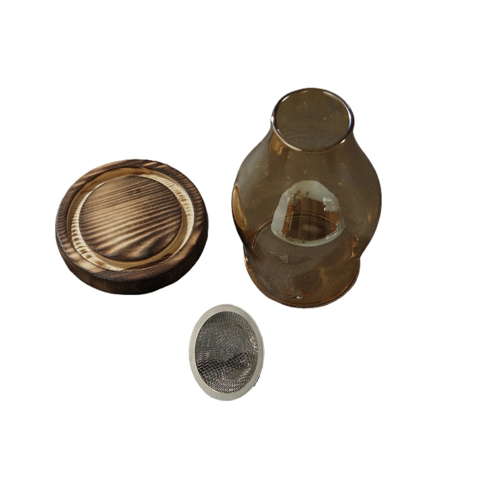 Kerzenhalter aus Glas mit Holzsockel, Aromatherapie-Brenner