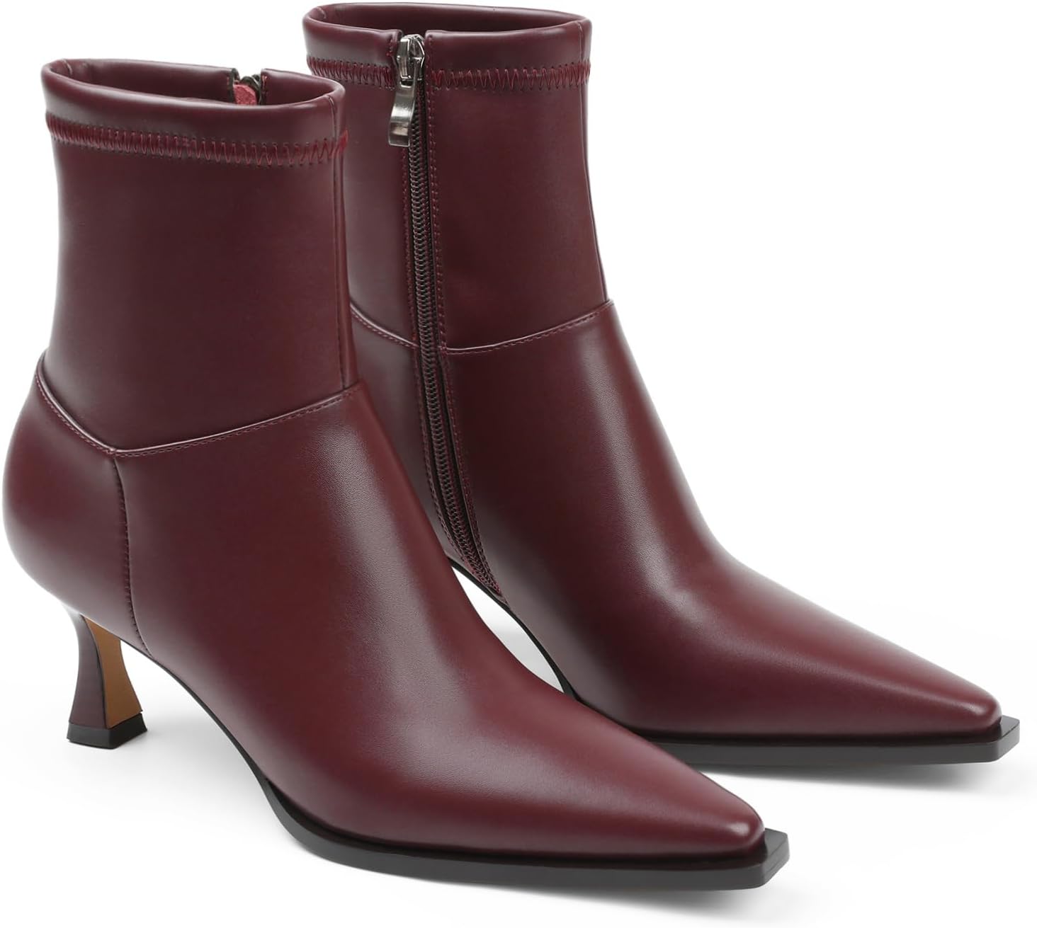 Goiphrri Women's Ankle Boots - Stiletto High Heel, Pointed Toe, Short, Side Zipper, Dress Boots - Elastic, Fashion, Trendy