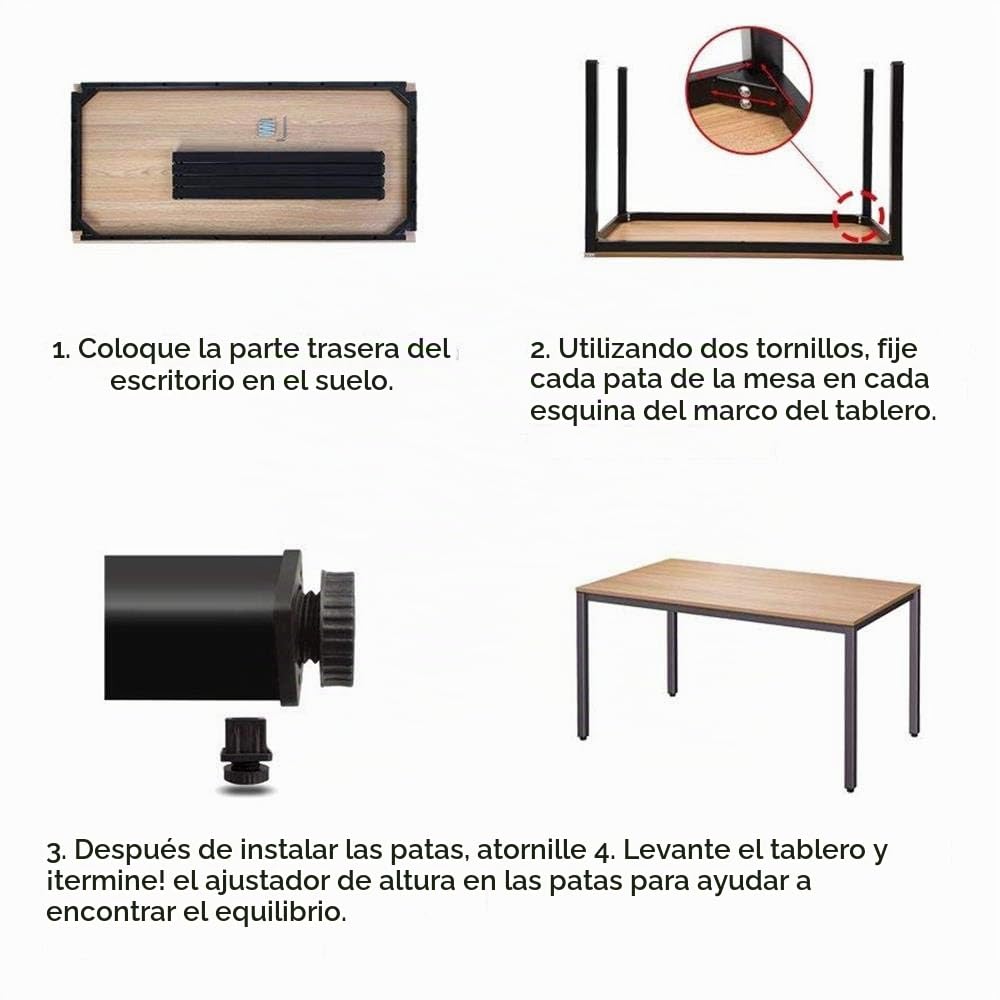 sogesfurniture Escritorios 100x60 cm Mesa de Ordenador Escritorios para Computadora Escritorio de Oficina Mesa de Estudio Mesa de Trabajo de Madera y Acero, Teca & Blanco AC3TW-100-SF