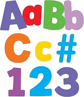 Carson Dellosa 219-Piece Colorful Cutout Letters, 4" Upper and Lowercase Alphabet, Numbers, Punctuation, and Symbols for Bulletin Board, Posterboard, Party, and Classroom Decor