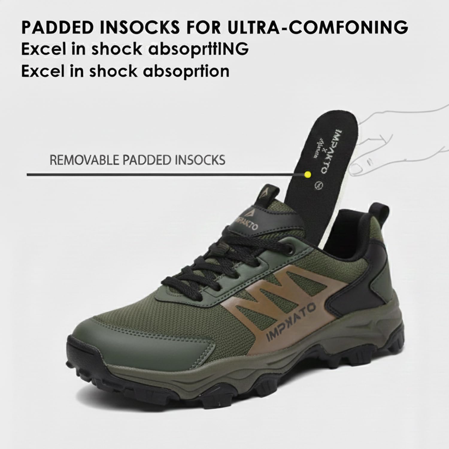 Impakto Mens Edgerunner Rooted Big Toe Box Trekking & Hiking Shoes for Men 2