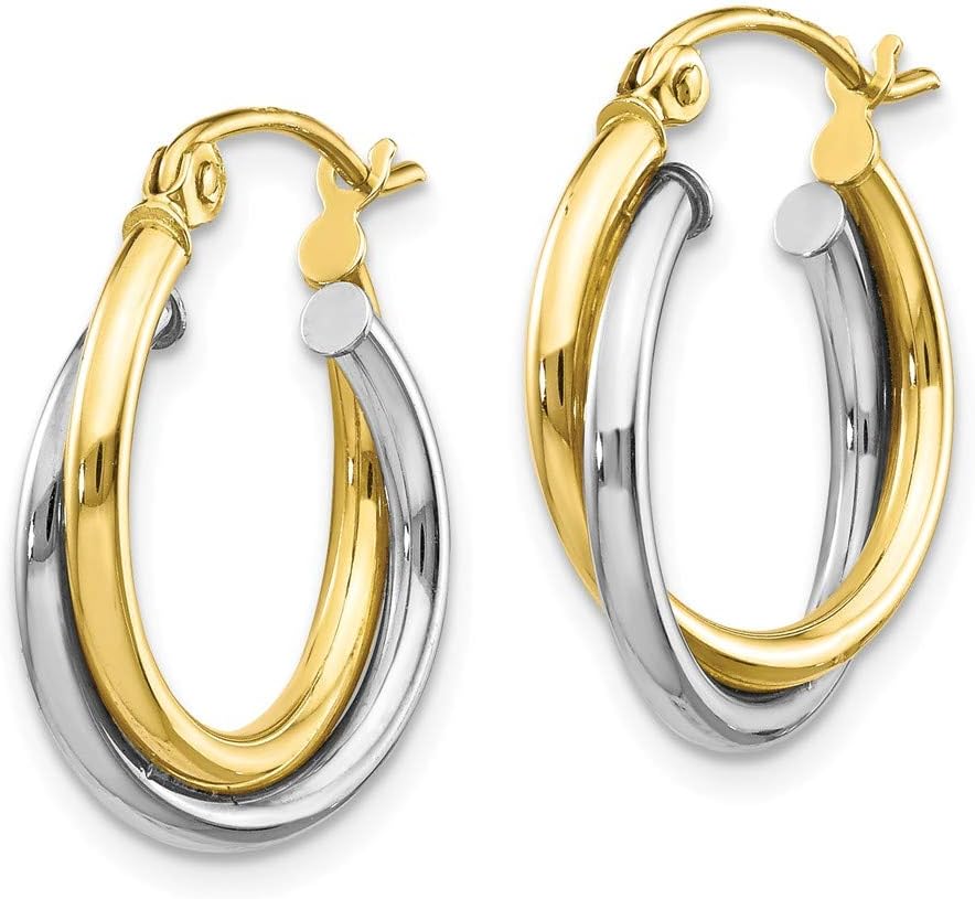 FJC Finejewelers 10k Yellow and White Gold Textured Twist Hoop Earrings