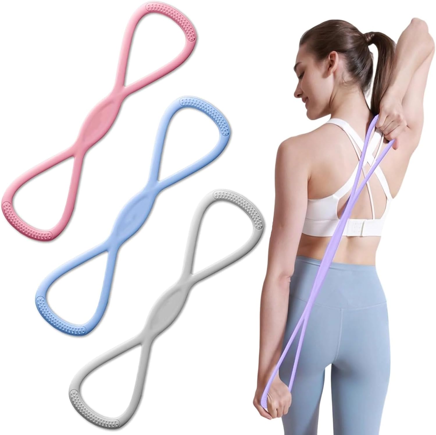 Figura 8 Bande di resistenza per braccia e schiena - Fasce per esercizi portatili per uomini e donne - perfette per l'allenamento e l'allenamento della forza