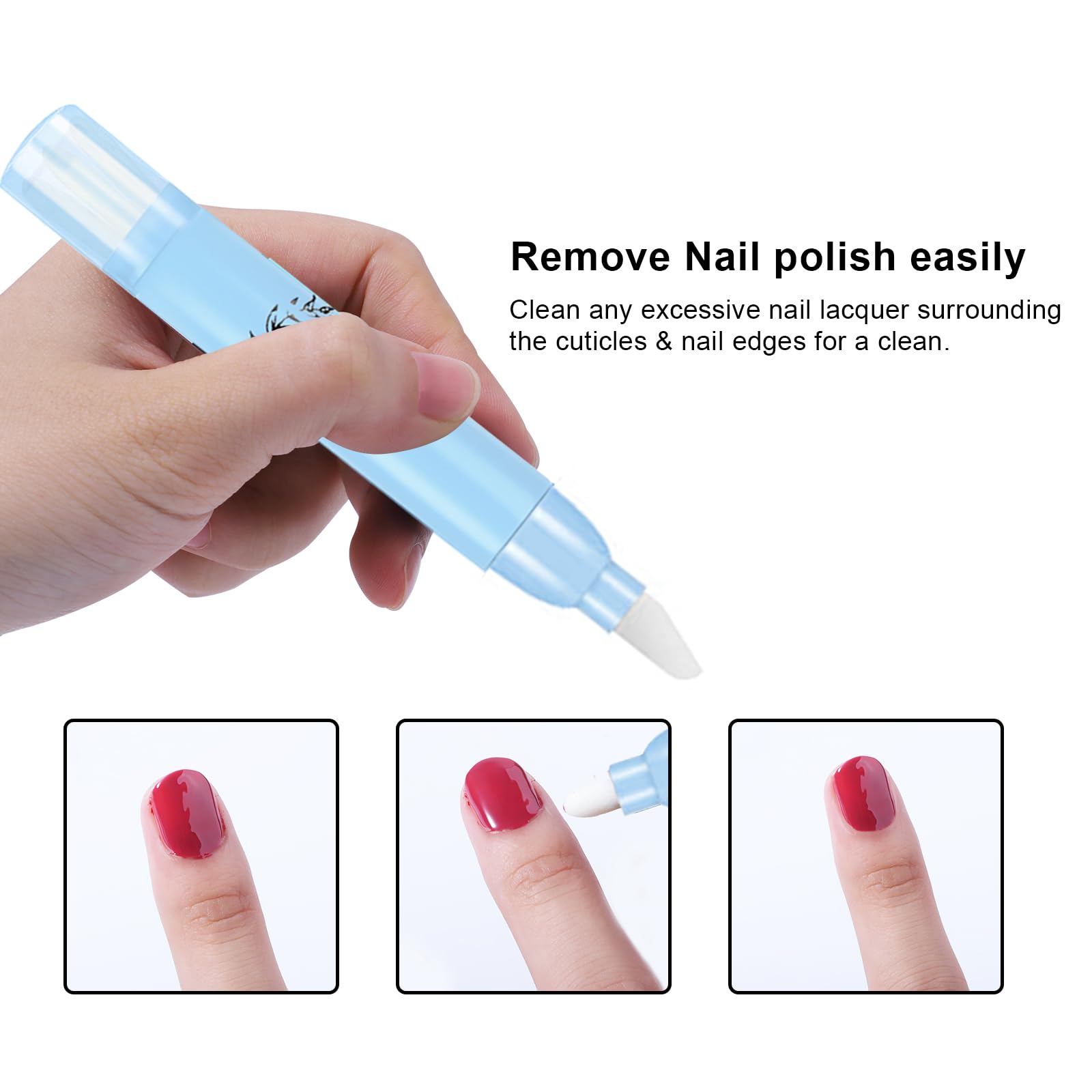 3 Pezzi Penna Correttore Smalto con 9 Punte di Ricambio Rimozione Smalto per Unghie Senza Solvente, Nail Remover Correzione Pen, Pennello Correggi Smalto per Unghie