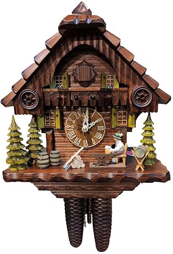 alemán Reloj de cuco 8-day-movement chalet-style 12.00inchAuténtico reloj de cuco del bosque negro por Hekas