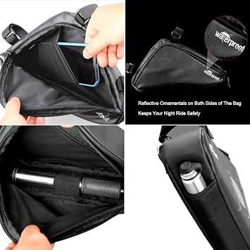 Bike Frame Bag - Bicycle Waterproof Front Frame Triangle Saddle Storage Bag, Large Capacity Cycling Accessories Tool Storage Pouch for Road Mountain Bike Riding