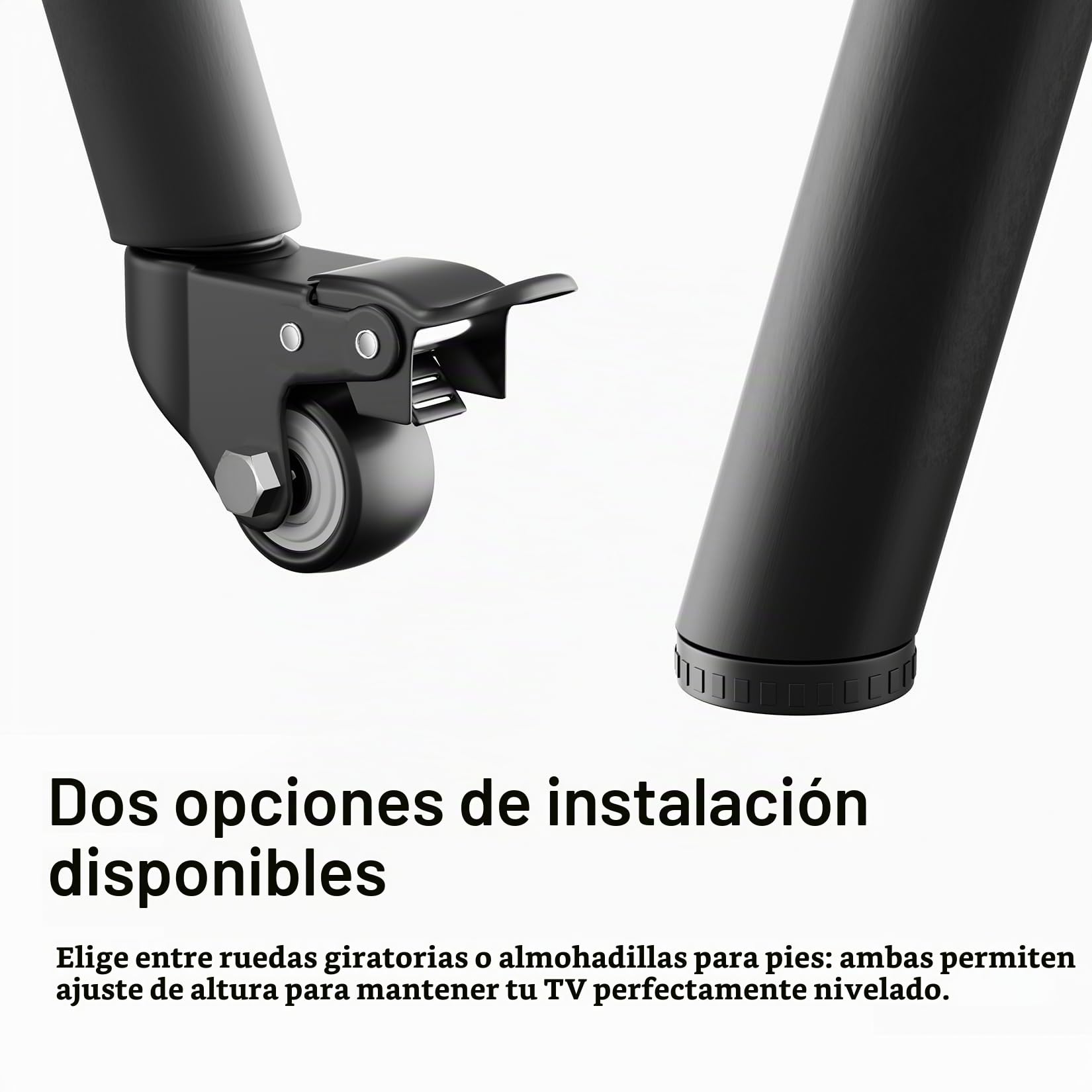 UNUNHO Soporte TV con Ruedas para 40-75 Pulgadas, VESA 600x400 mm Negro | Soporte TV Pie Suelo Trípode con Estante para Pantalla LED/LCD, Hasta 50kg, Altura Ajustable 155-175 cm, Gestion de Cables