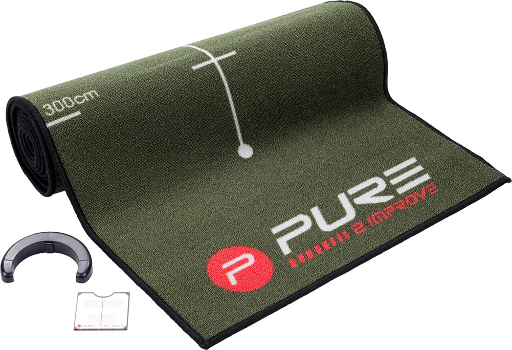 Pure2Improve Tapis de golf d'entraînement de qualité supérieure pour la maison ou le bureau Avec marquages pour les coups à 300, 250 et 150 cm Convient pour l'intérieur et l'extérieur