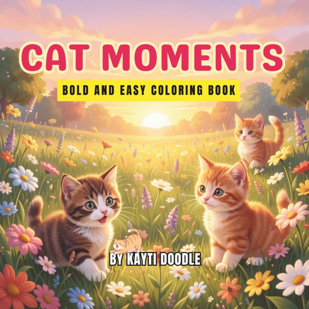 Cat moments: Bold and easy coloring book