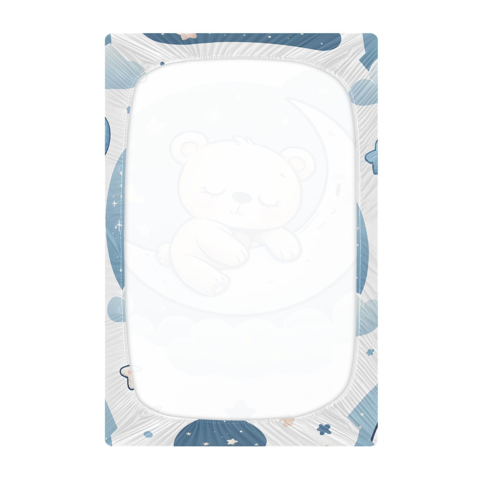 JIPONI Bear Moon Soft Playard Sheet- Pack & Play Sheets Fitted, Breathable Mattress Cover for Standard Size Play Yard, 39’x27’x5’