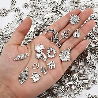 300 Pieces Smooth Tibetan Silver Metal Charms Pendants for DIY Craft Jewelry Making Bracelet Necklace Pendant Earring Accessories