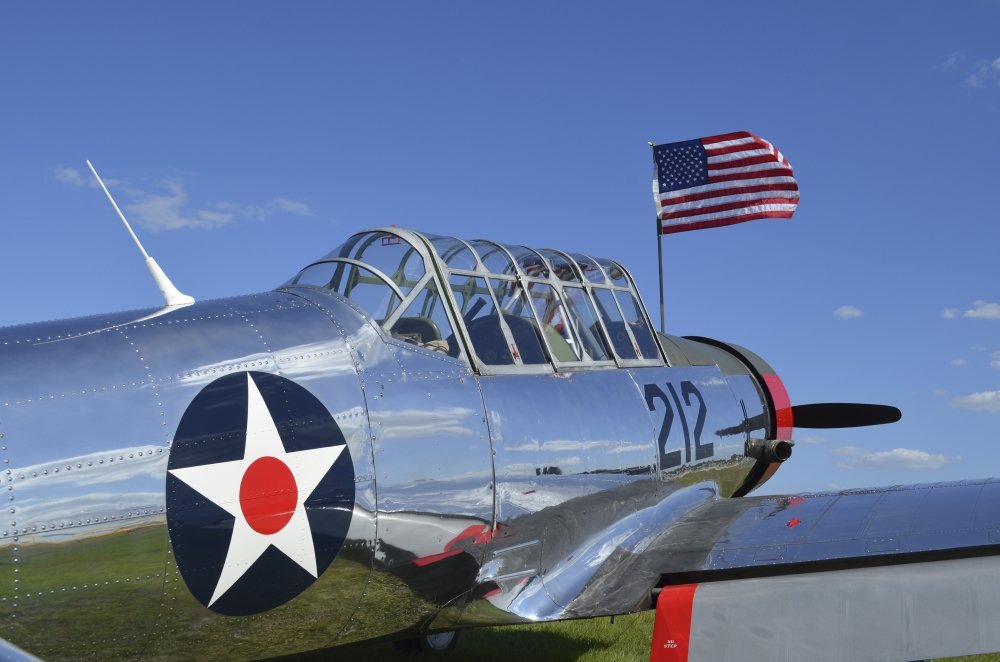A BT-13 Valiant trainer aircraft built by Vultee Aircraft Poster Print (34 x 22)